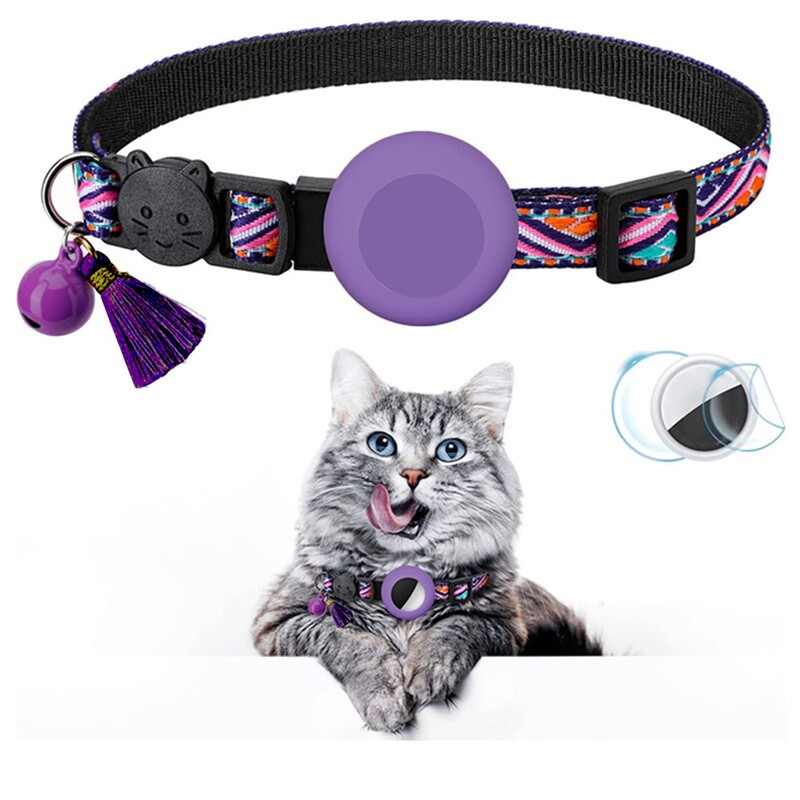Guler pentru pisici cu clopoțel, zgardă reglabilă, cataramă și suport pentru etichetă de aer din silicon, compatibilă cu papion pentru pisici.