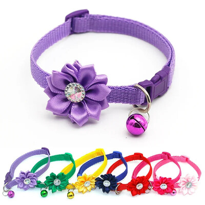 Pet Bell Flower Collar Колие Pet Cat Colar Сладка котка Bell Collar Регулируема найлонова лента за котки Малки кучета Puppy