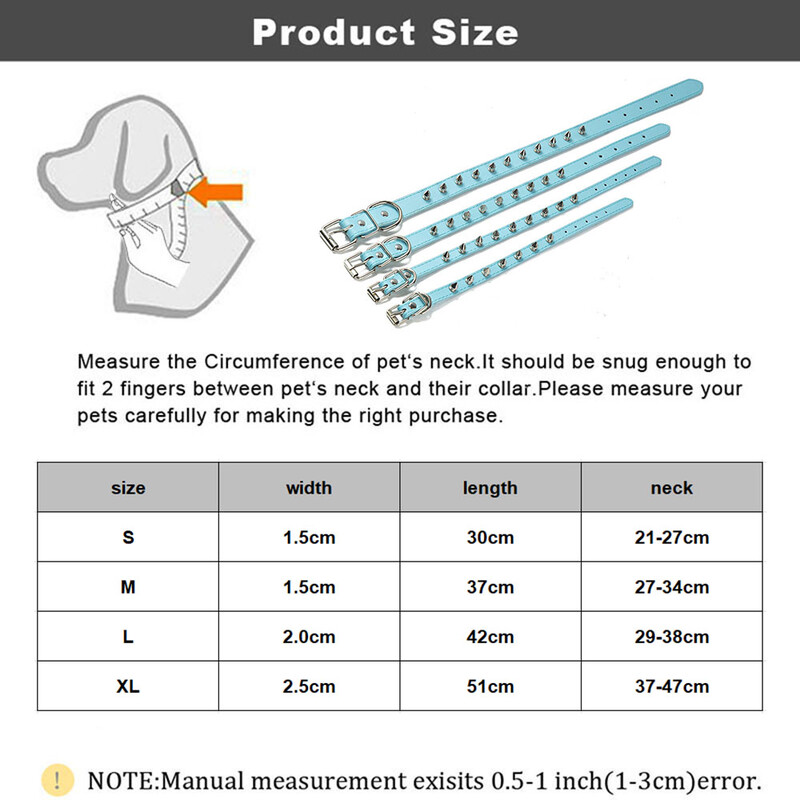 Guler de pisică din piele artificială Guler de pisică cu împletituri anti-mușcătură cu vârfuri Guler reglabil pentru animale de companie pentru câini de talie mică Guler pentru cățeluși
