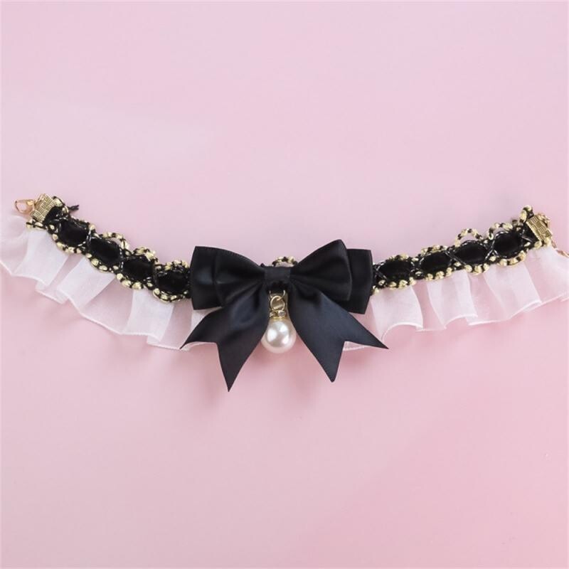 Macska nyakörv aranyos csipke masni kisállat kutya macska nyakörv állítható macska nyaklánc ékszer Édes nyakú dekoratív kisállat kiegészítők Kisállat kellékek