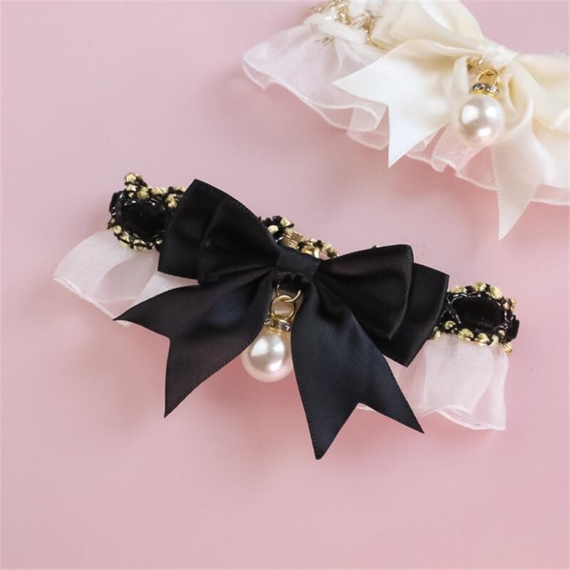 Macska nyakörv aranyos csipke masni kisállat kutya macska nyakörv állítható macska nyaklánc ékszer Édes nyakú dekoratív kisállat kiegészítők Kisállat kellékek