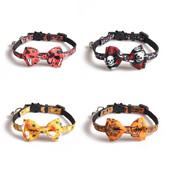 Noul guler de pisică de Halloween, fundă cu clopot, serie de panglici în stil parfumat, fantomă, păianjen, craniu, guler de dovleac