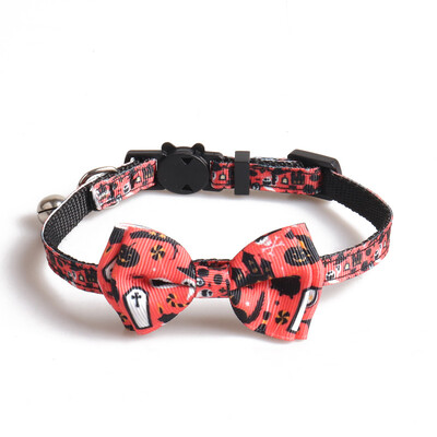 Noul guler de pisică de Halloween, fundă cu clopot, serie de panglici în stil parfumat, fantomă, păianjen, craniu, guler de dovleac