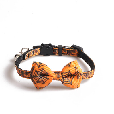 Noul guler de pisică de Halloween, fundă cu clopot, serie de panglici în stil parfumat, fantomă, păianjen, craniu, guler de dovleac