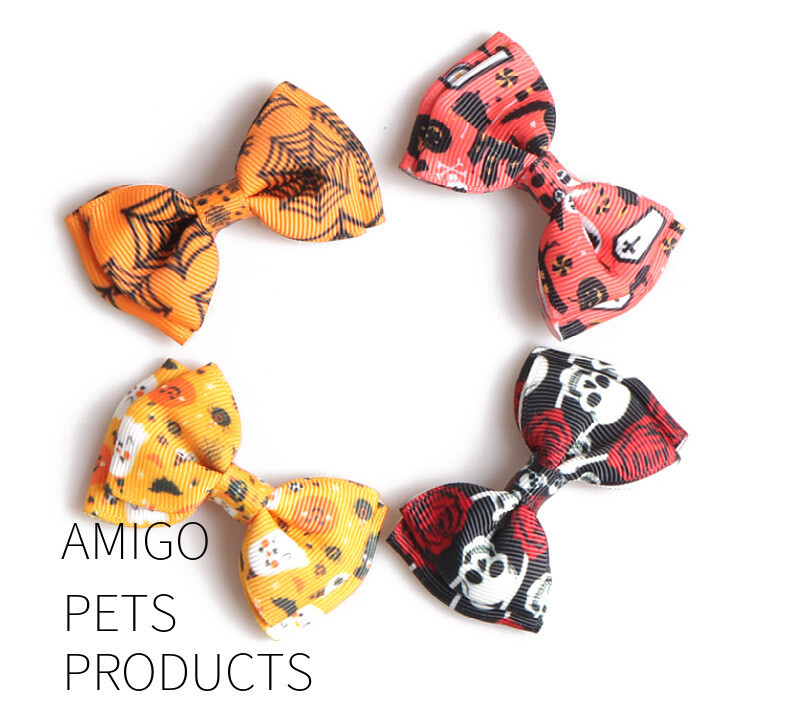 Noul guler de pisică de Halloween, fundă cu clopot, serie de panglici în stil parfumat, fantomă, păianjen, craniu, guler de dovleac