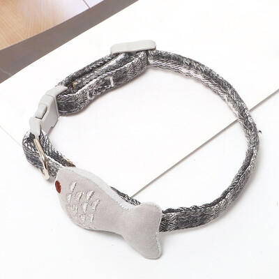 Guler pentru pisici cu pește brodat, cataramă reglabilă, guler pentru pisici mici, colier rafinat pentru pisici, pentru câini, accesorii pentru animale de companie