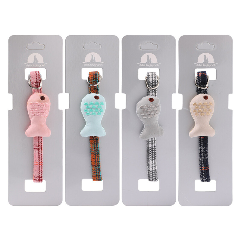 Guler pentru pisici cu pește brodat, cataramă reglabilă, guler pentru pisici mici, colier rafinat pentru pisici, pentru câini, accesorii pentru animale de companie