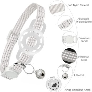 Για Apple Tag Pet Collar για γάτες σκύλους, Reflective Kitten Collar with Airtag Hold και Bell for Girl Boy Cat, Safe Breakaway