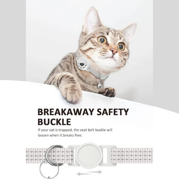 Για Apple Tag Pet Collar για γάτες σκύλους, Reflective Kitten Collar with Airtag Hold και Bell for Girl Boy Cat, Safe Breakaway