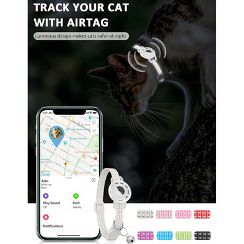 Για Apple Tag Pet Collar για γάτες σκύλους, Reflective Kitten Collar with Airtag Hold και Bell for Girl Boy Cat, Safe Breakaway