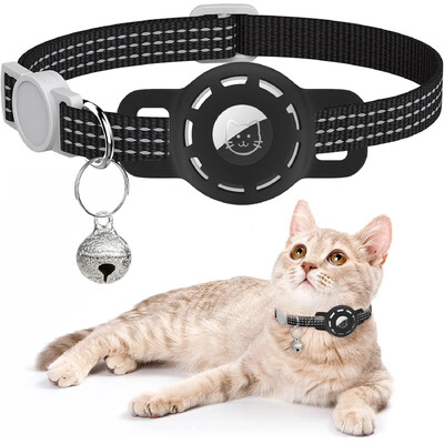 Apple Tag Pet kaklasiksna kaķiem, suņiem, atstarojoša kaķēnu kakla siksna ar gaisa zīmoga turētāju un zvaniņu meitenei zēnam kaķim, drošs pārtraukums