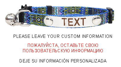 Colier cu cataramă de siguranță pentru pisici de identificare personalizată, în stil boemie, plăcuță de identificare personalizată reglabilă, cu gravură gratuită, colier din nailon din oțel inoxidabil