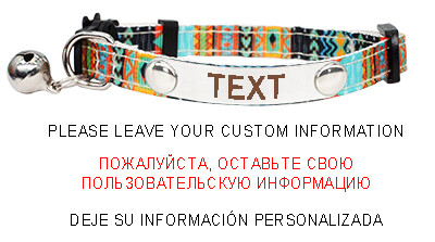 Colier cu cataramă de siguranță pentru pisici de identificare personalizată, în stil boemie, plăcuță de identificare personalizată reglabilă, cu gravură gratuită, colier din nailon din oțel inoxidabil