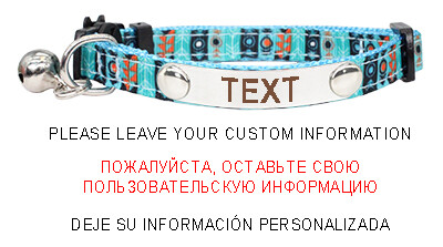 Colier cu cataramă de siguranță pentru pisici de identificare personalizată, în stil boemie, plăcuță de identificare personalizată reglabilă, cu gravură gratuită, colier din nailon din oțel inoxidabil