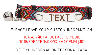 Colier cu cataramă de siguranță pentru pisici de identificare personalizată, în stil boemie, plăcuță de identificare personalizată reglabilă, cu gravură gratuită, colier din nailon din oțel inoxidabil