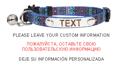 Colier cu cataramă de siguranță pentru pisici de identificare personalizată, în stil boemie, plăcuță de identificare personalizată reglabilă, cu gravură gratuită, colier din nailon din oțel inoxidabil