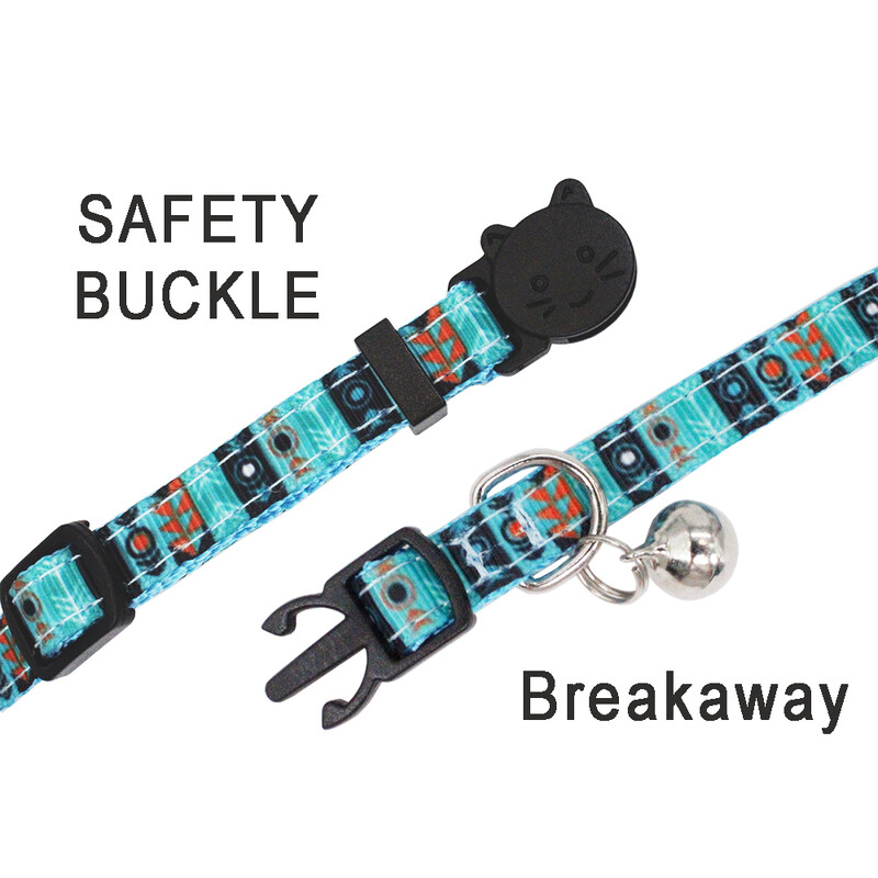 Colier cu cataramă de siguranță pentru pisici de identificare personalizată, în stil boemie, plăcuță de identificare personalizată reglabilă, cu gravură gratuită, colier din nailon din oțel inoxidabil