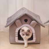 Casă pliabilă pentru animale de companie Cuib detașabil pentru căței Casă lavabilă pentru pisici Pat moale pentru dormit pentru câini foarte mici și pisici mici și mijlocii