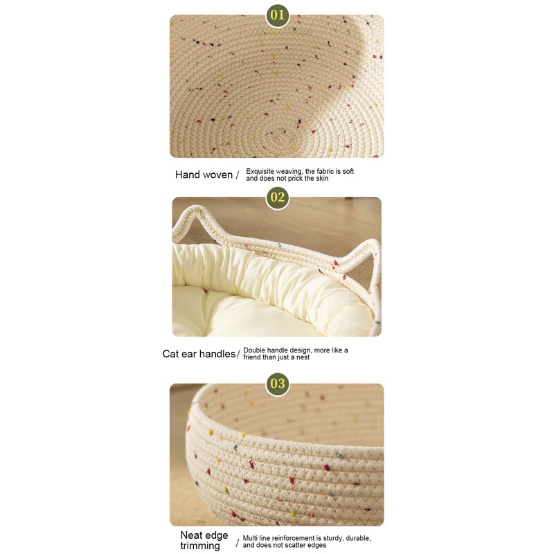 Pat pentru pisici de companie Paturi țesute anti-alunecare pentru pisici Coș respirabil pentru pisoi Coșuri din bumbac lavabil Coșuri pentru zgâriat pisici pentru pisici Câini mici