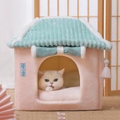 Sulankstomas naminių gyvūnėlių žiemos šiltas namas Nuimamas ir plaunamas naminiams gyvūnėliams lova palapinė Šunų namelis kačių lovos su naminių gyvūnėlių kilimėliu Šunų kačių lovos palapinės reikmenys