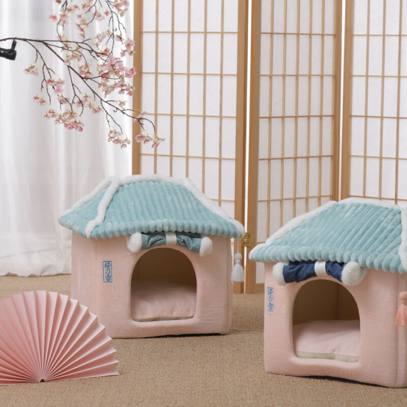 Sulankstomas naminių gyvūnėlių žiemos šiltas namas Nuimamas ir plaunamas naminiams gyvūnėliams lova palapinė Šunų namelis kačių lovos su naminių gyvūnėlių kilimėliu Šunų kačių lovos palapinės reikmenys