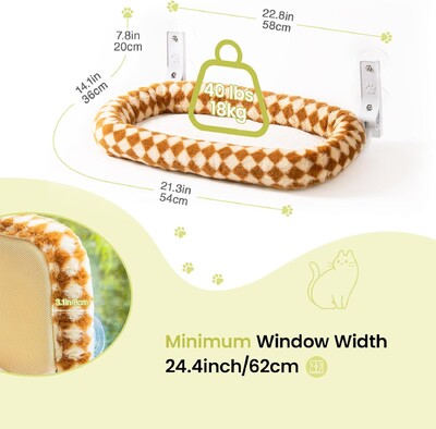 Mewoofun összecsukható macskaablak sügér 4 erős tapadókoronggal Akkus macskaablak függőágy Levehető puha huzat Fehér barna zöld