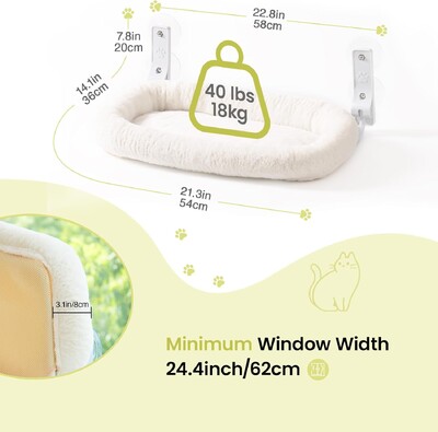 Mewoofun összecsukható macskaablak sügér 4 erős tapadókoronggal Akkus macskaablak függőágy Levehető puha huzat Fehér barna zöld