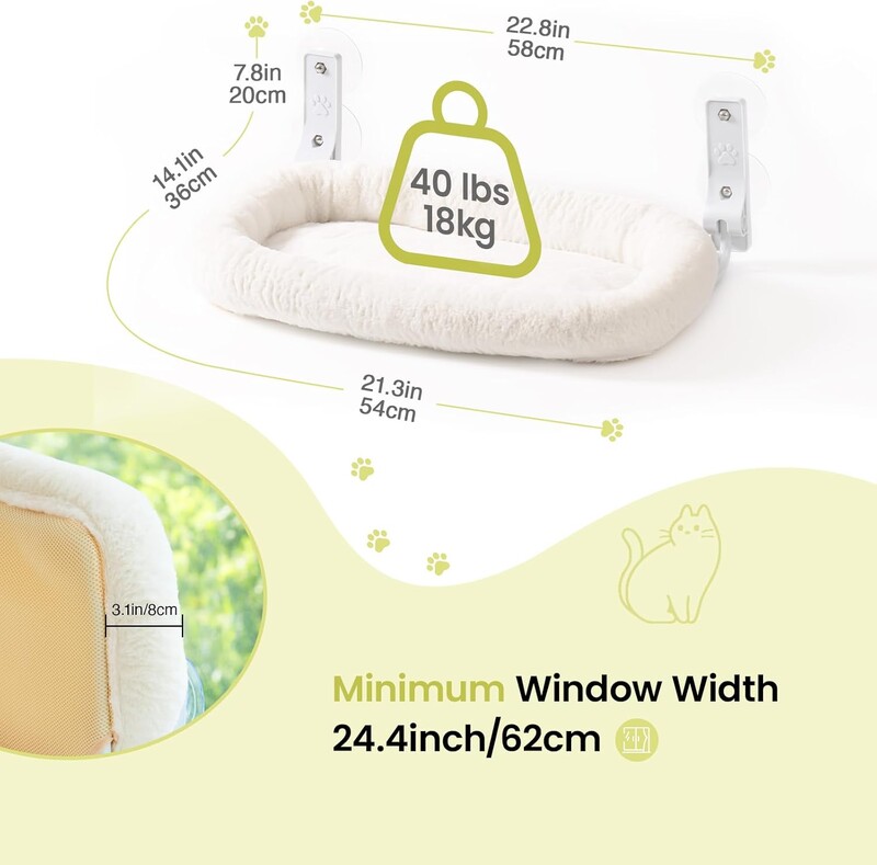 Mewoofun összecsukható macskaablak sügér 4 erős tapadókoronggal Akkus macskaablak függőágy Levehető puha huzat Fehér barna zöld