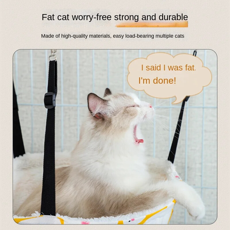 Macska függőágy, téli bársonyos macskaketrec függesztő típus, karc- és kopásálló állítható macskafészek, függőágy ketrechez