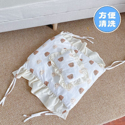 Masīvkoka kaķu gulta vasaras kucēnu gulta, noņemams paklājiņš, mazgājams visu sezonu, universālie kaķu ligzdas suņu mājas piederumi mājdzīvniekiem