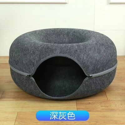 HONEY Așternut rotund din pâslă pentru pisici Jucărie tunel pentru pisici Așternut pentru pisici semi-închis Litier rotund din pâslă pentru foraj gogoașă disponibilă în toate anotimpurile