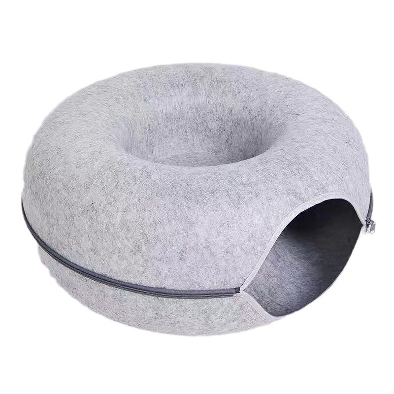 HONEY Așternut rotund din pâslă pentru pisici Jucărie tunel pentru pisici Așternut pentru pisici semi-închis Litier rotund din pâslă pentru foraj gogoașă disponibilă în toate anotimpurile