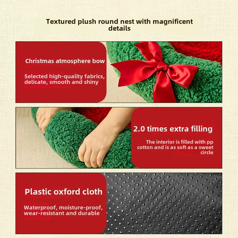 Ziemas silta kaķu ligzda dziļš miegs daļēji slēgta jauna Ziemassvētku kaķu ligzda suņu ligzda silta gulta