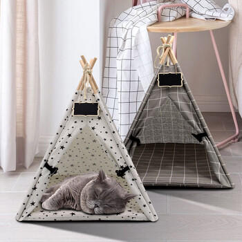 Pet Tent House Γάτα Κρεβάτι Φορητό Dog Cat Teepee Φορητό κουτάβι γατάκι Εσωτερικά ρείθρα για κατοικίδια ζώα Σκηνή για μικρά ζώα Κρεβάτι