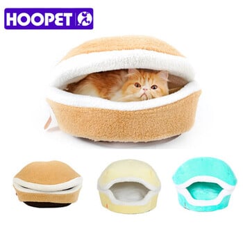 HOOPET Топла котешка къща Хамбургер Легло Разглобяемо Ветроустойчиво Pet Puppy Nest Shell Hiding Burger Bun for Winter