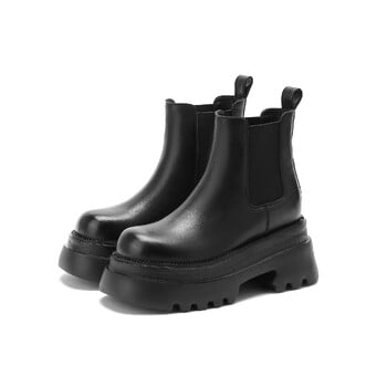 Γυναικείες μπότες slip-on 2024 New Chimney Boots Κοντές μπότες Γυναικείες casual και Universal βρετανική χοντρή σόλα γυναικεία παπούτσια με εσωτερική ενίσχυση