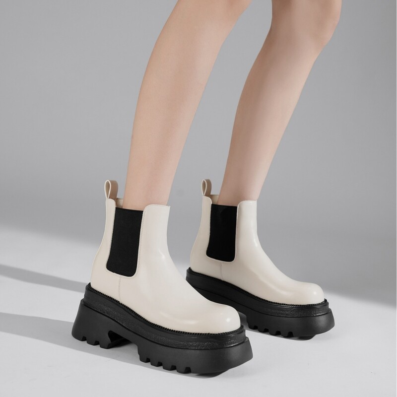 Női felbújós csizmák 2024-ből új kéménycsizmák rövid csizmák női alkalmi és univerzális brit vastagtalpú női cipők belső erősítéssel