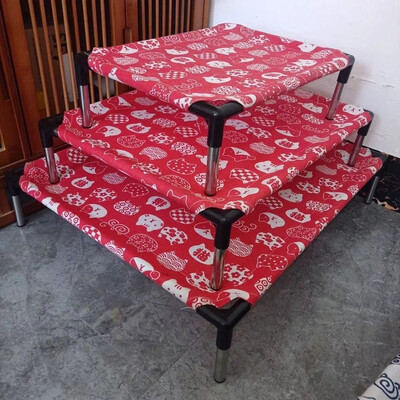 Atvēsinoša mājdzīvnieka paaugstināta kaķu suņu gulta Pārnēsājamas noņemamas paceltas mājdzīvnieku gultiņas iekštelpu un āra ceļojumiem Kempinga suņu mājdzīvnieku piederumi