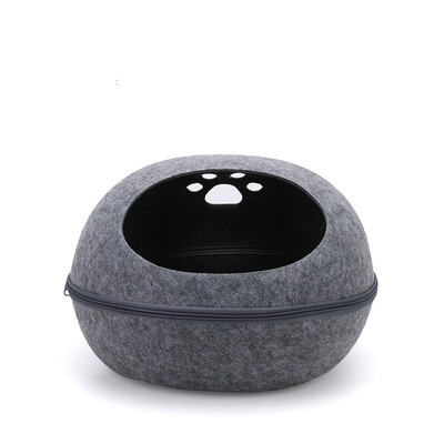 Pat pentru pisici Casă din pâslă artificială pentru pisici sac de dormit cu pernă de cuib coajă de ou detașabilă, respirabilă, semi-închisă, peșteră pentru animale de companie