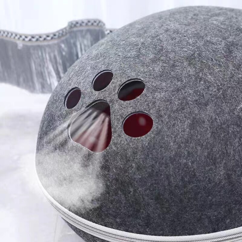 Pat pentru pisici Casă din pâslă artificială pentru pisici sac de dormit cu pernă de cuib coajă de ou detașabilă, respirabilă, semi-închisă, peșteră pentru animale de companie