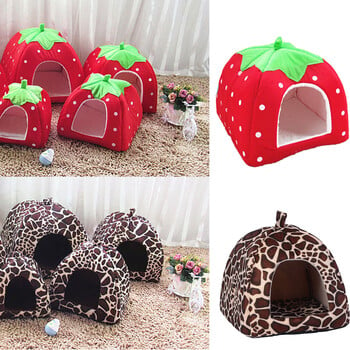 Χαριτωμένο Strawberry Pet Dog Σπίτι για γάτα Πτυσσόμενο ζεστό μαλακό χειμωνιάτικο καναπέ-κρεβάτι σκύλου Cave Hut Puppy Dog House Kennel Nest Pet Supplies