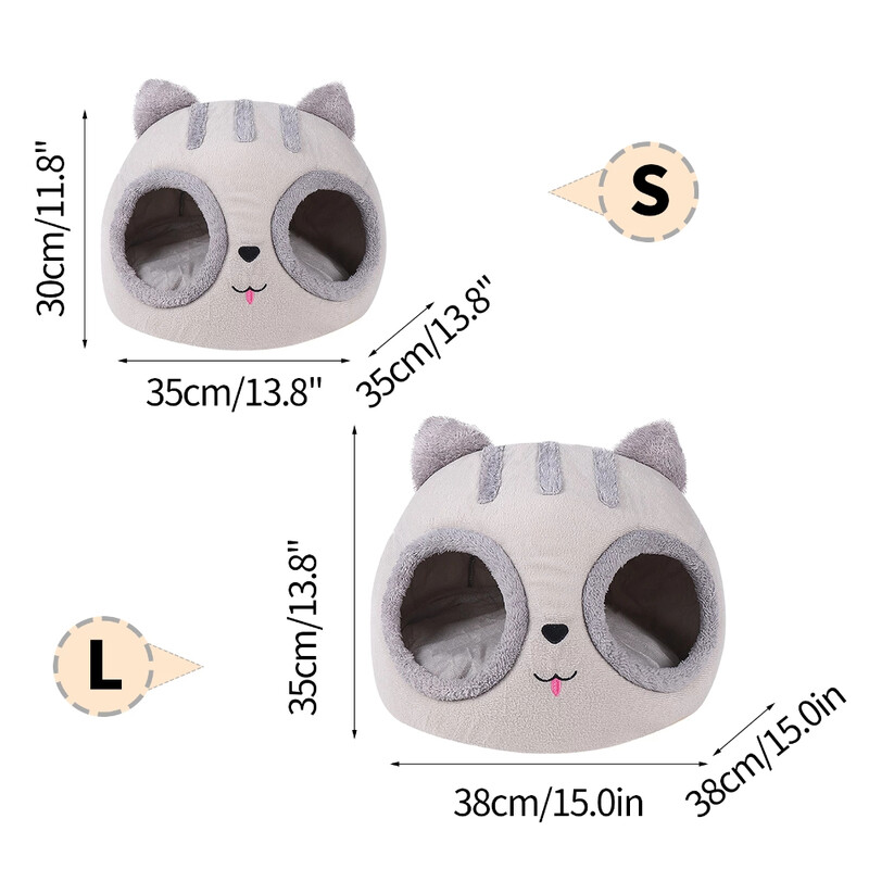 Casă pentru animale de companie pentru câini de talie mică, pat detașabil pentru pisici, casă semi-închisă, cuib de pisică pentru animale de companie, iarnă, caldă, moale, peșteră, canisa, pernă de somn profund