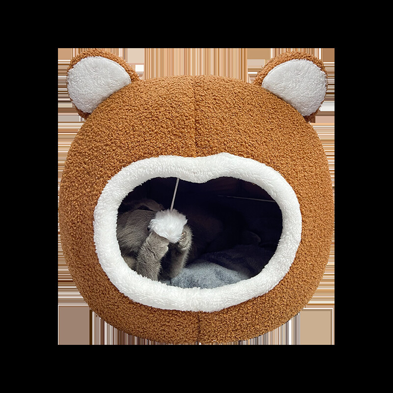 Pat maro pentru pisici Casă caldă pentru animale de companie, moale, lungă, pernă de șezlong pentru pisici, cort pentru câini de talie mică, paturi de peșteră pentru covorașul confortabil pentru casa pentru pisici
