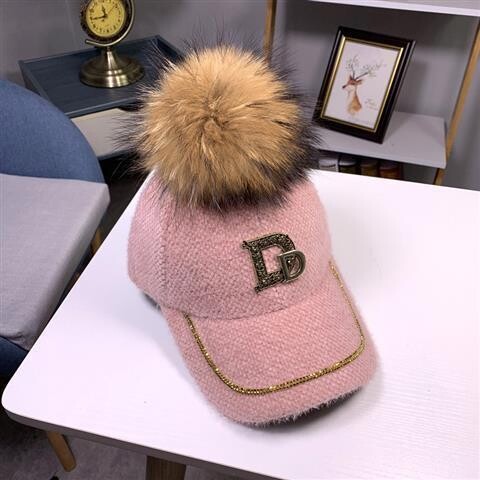 Īstas jenots kažokādas bumbu cepure Asmeņu cepure sievietēm rudens sejai novājēšanas cepure sievietēm ziemas All Match beisbola cepure modes liela seja korejiešu stilā