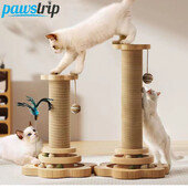 Zgarietor de pisici din lemn pentru zgariat sisal pentru pisici, rezistent la uzura, jucarii cu platou rotativ pentru pisici, articole amuzante de dresaj pentru pisici