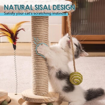 Mewoofun Cat Toys Roller Natural Sisal Scratcher Cat Self Groomer Παιχνίδια για γατάκια Διαδραστικά παιχνίδια για γάτες