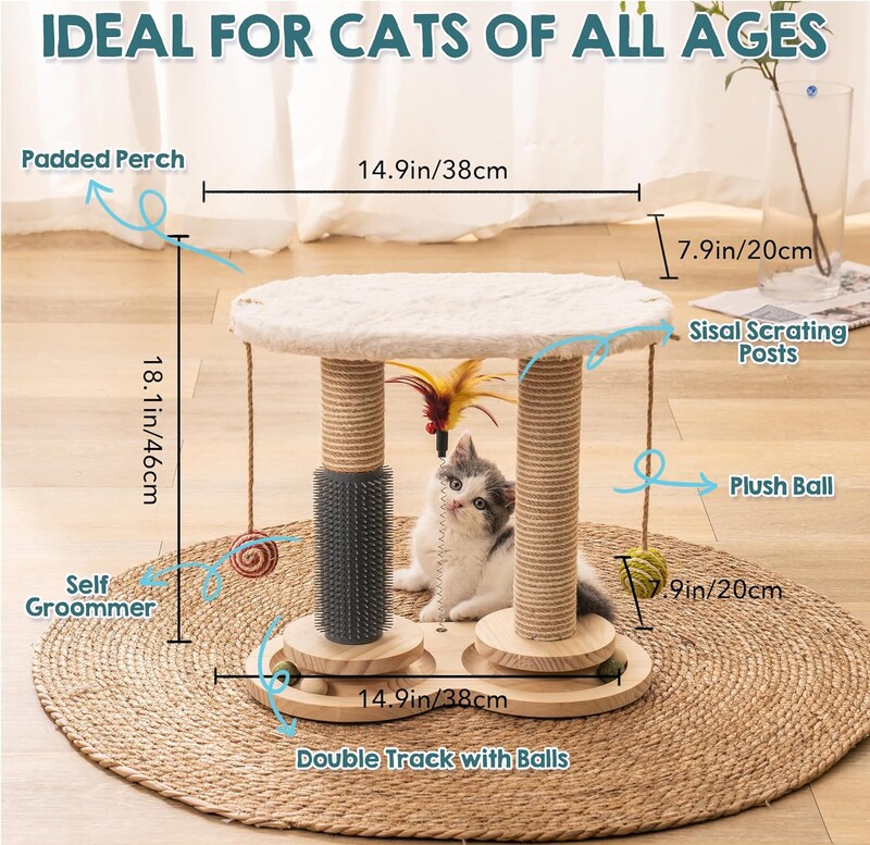 Mewoofun Jucării pentru pisici Rolă zgârietor din sisal natural pentru îngrijirea pisicilor Jucării pentru pisoi Jucării interactive pentru pisici