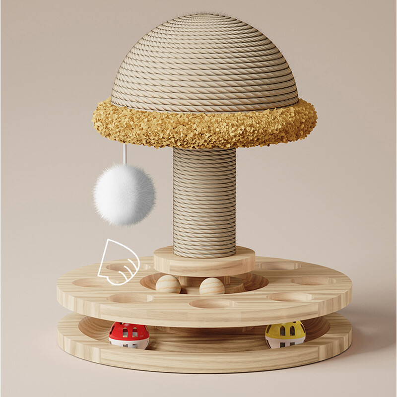 Jauna mājdzīvnieka kaķa rotaļlieta kaķu griežamais galdiņš Smieklīgs kaķu skrāpis tornis, izturīgs sizala skrāpējamais dēlis Koka kaķa satveršanas kaķu piederumi