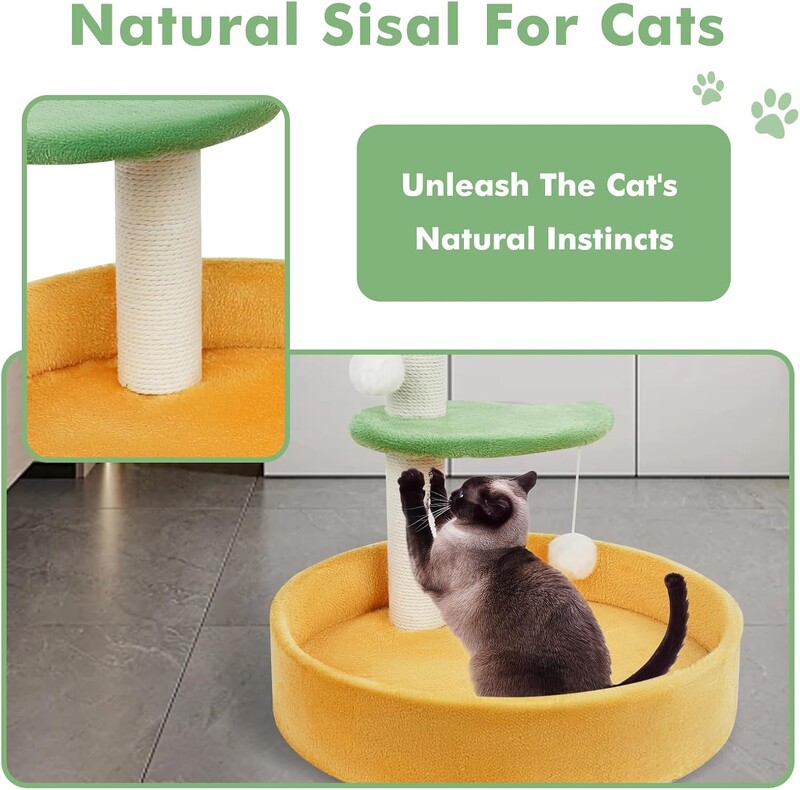 Ant kačių medžio grindų kabantis rutulys su braižymo stulpu Naminiai butas Daugiasluoksnis laipiojimo stulpas Kačių miegantis lizdas kačiuko laipiojimo žaislas