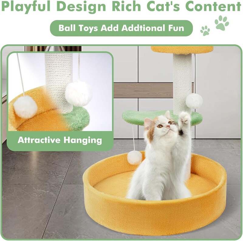 Ant kačių medžio grindų kabantis rutulys su braižymo stulpu Naminiai butas Daugiasluoksnis laipiojimo stulpas Kačių miegantis lizdas kačiuko laipiojimo žaislas